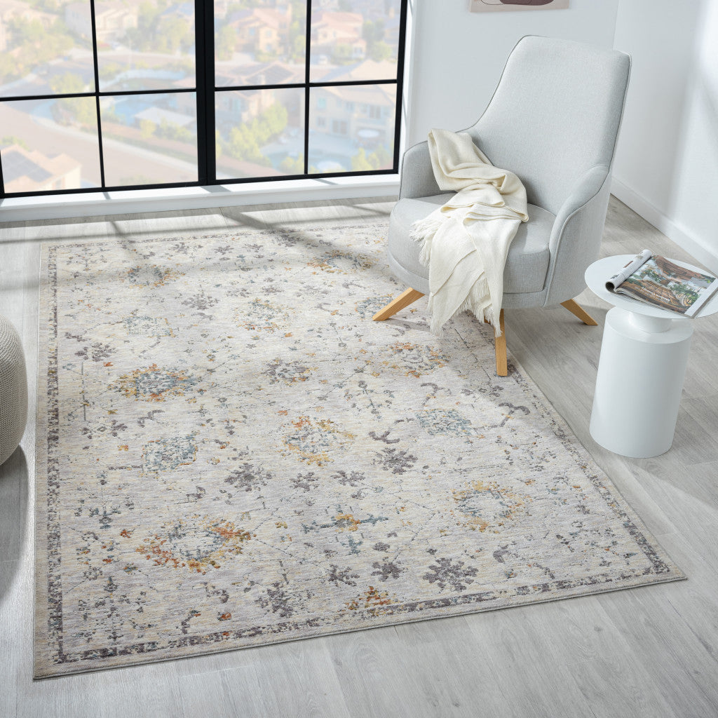 2' X 3' Ivory and Blue Floral Area Rug