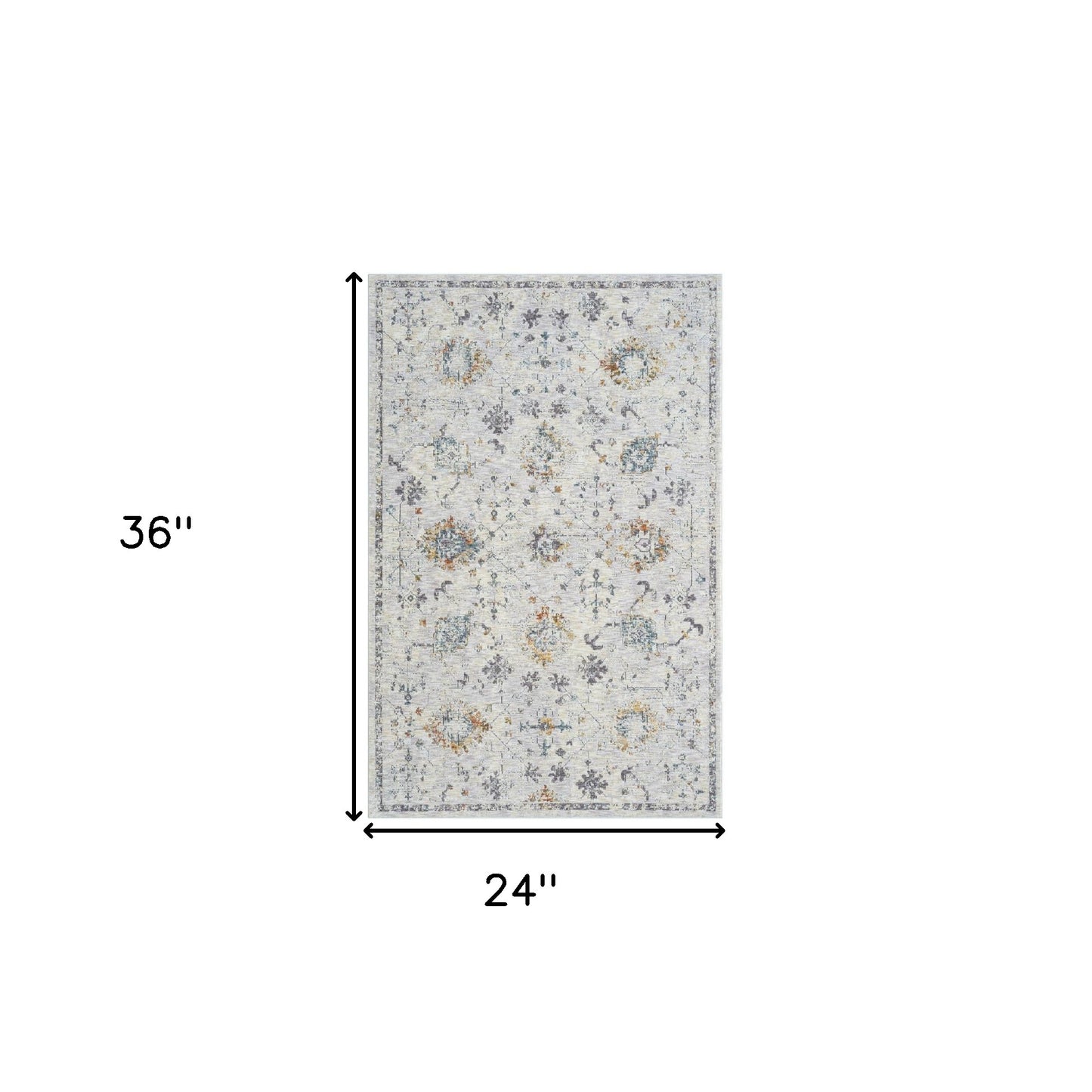 2' X 3' Ivory and Blue Floral Area Rug