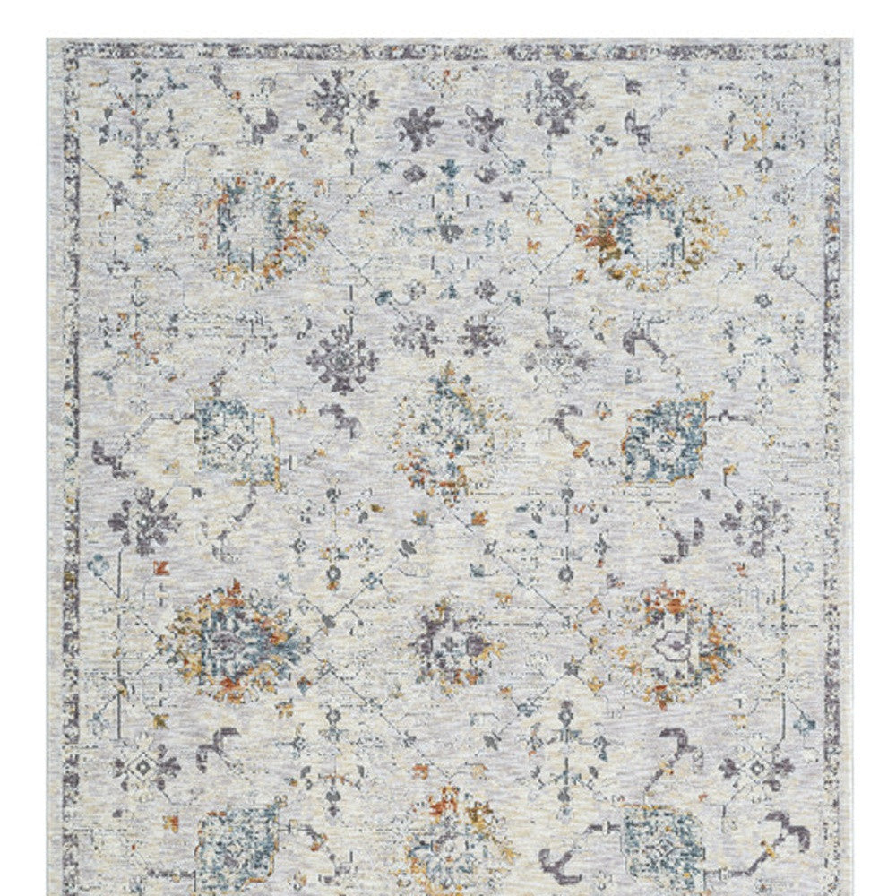 2' X 3' Ivory and Blue Floral Area Rug