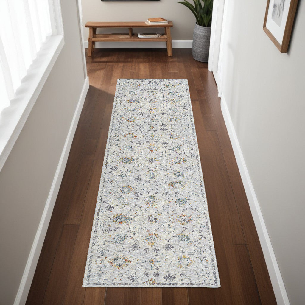 2' X 3' Ivory and Blue Floral Area Rug