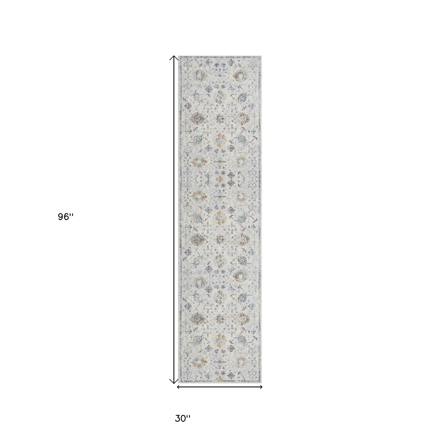 2' X 3' Ivory and Blue Floral Area Rug