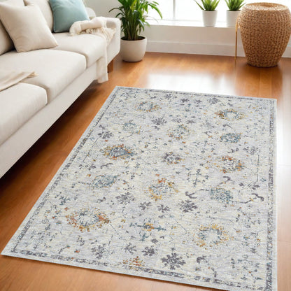 2' X 3' Ivory and Blue Floral Area Rug