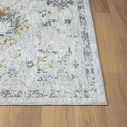 2' X 3' Ivory and Blue Floral Area Rug