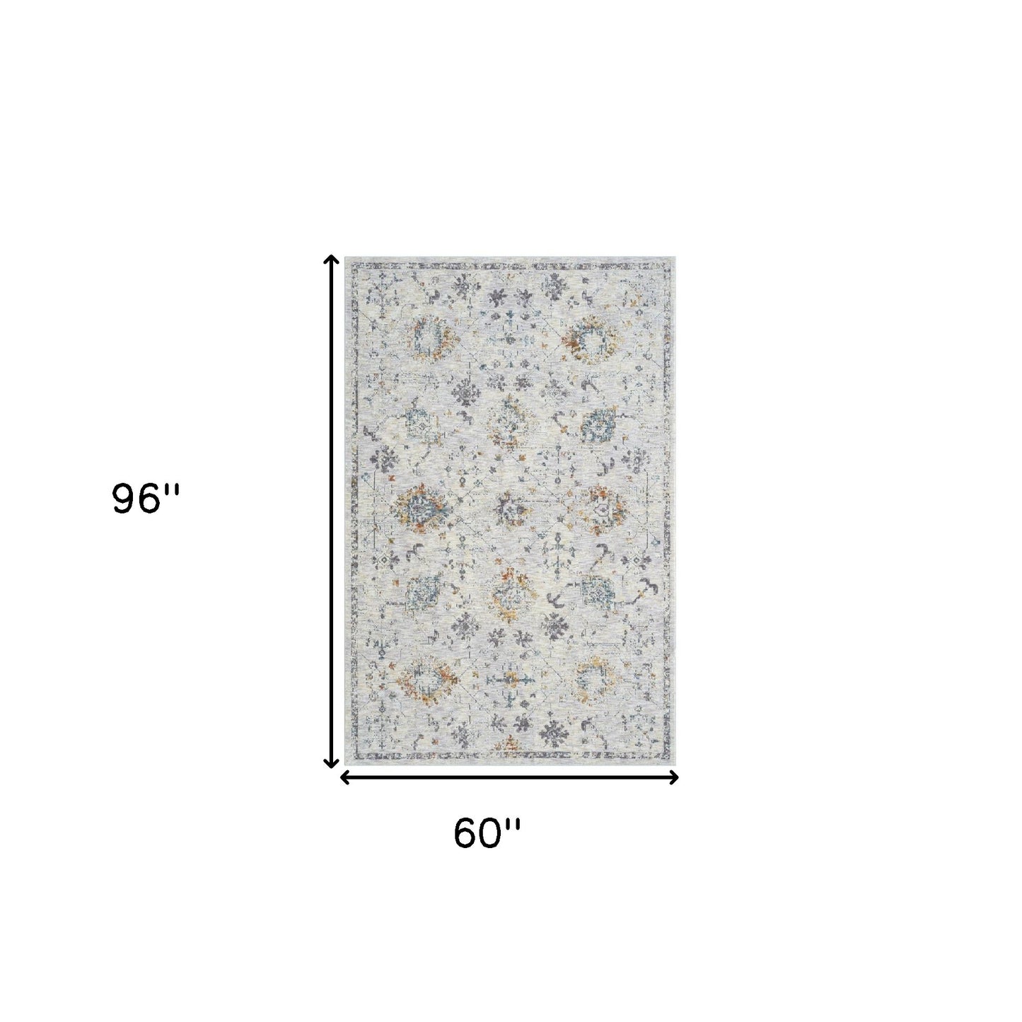 2' X 3' Ivory and Blue Floral Area Rug