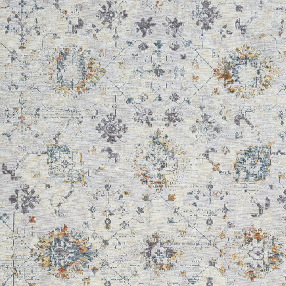 2' X 3' Ivory and Blue Floral Area Rug