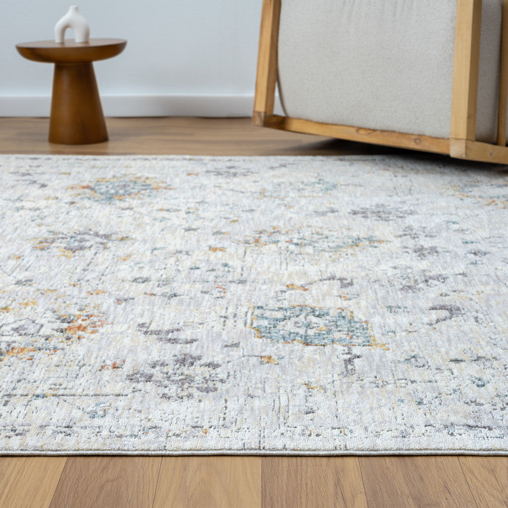 2' X 3' Ivory and Blue Floral Area Rug