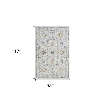 2' X 3' Ivory and Blue Floral Area Rug