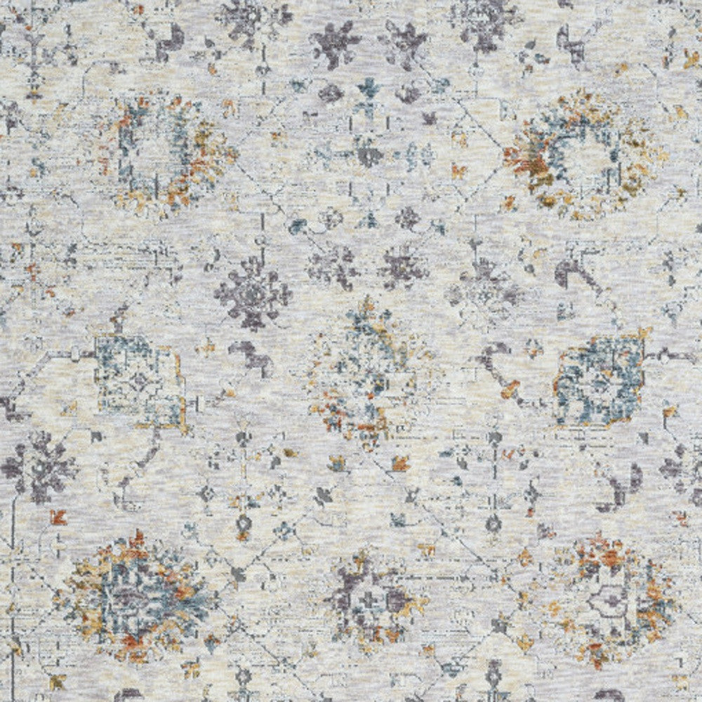 2' X 3' Ivory and Blue Floral Area Rug