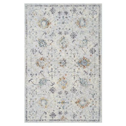 2' X 3' Ivory and Blue Floral Area Rug