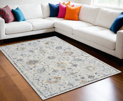 2' X 3' Ivory and Blue Floral Area Rug