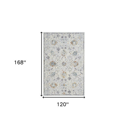 2' X 3' Ivory and Blue Floral Area Rug