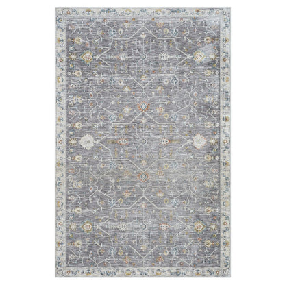2' X 3' Gray and Ivory Floral Area Rug