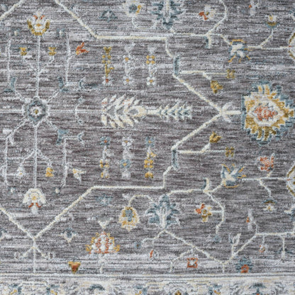 2' X 3' Gray and Ivory Floral Area Rug