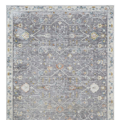 2' X 3' Gray and Ivory Floral Area Rug