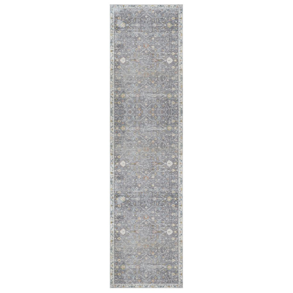 2' X 3' Gray and Ivory Floral Area Rug