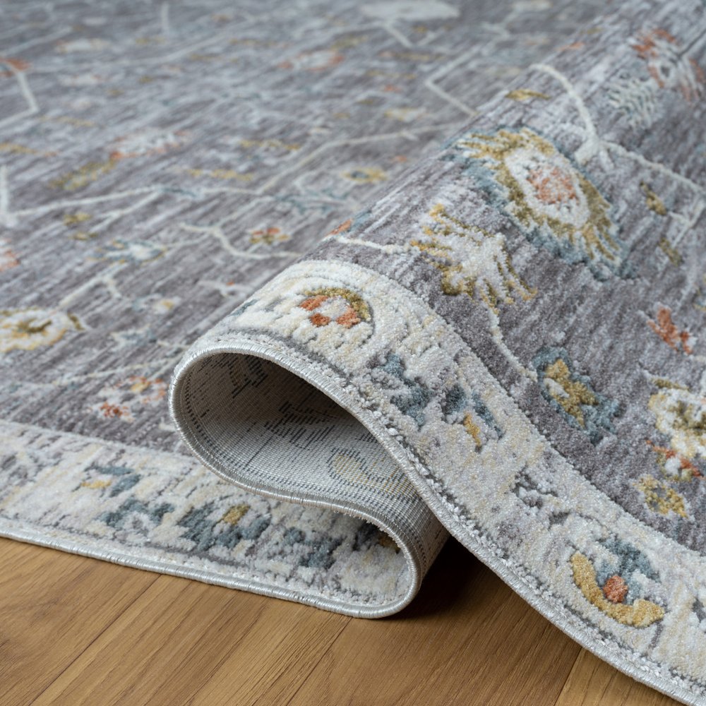 2' X 3' Gray and Ivory Floral Area Rug