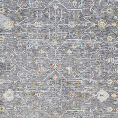 8' Runner Gray Floral Distressed Runner Rug