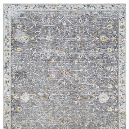 2' X 3' Gray and Ivory Floral Area Rug
