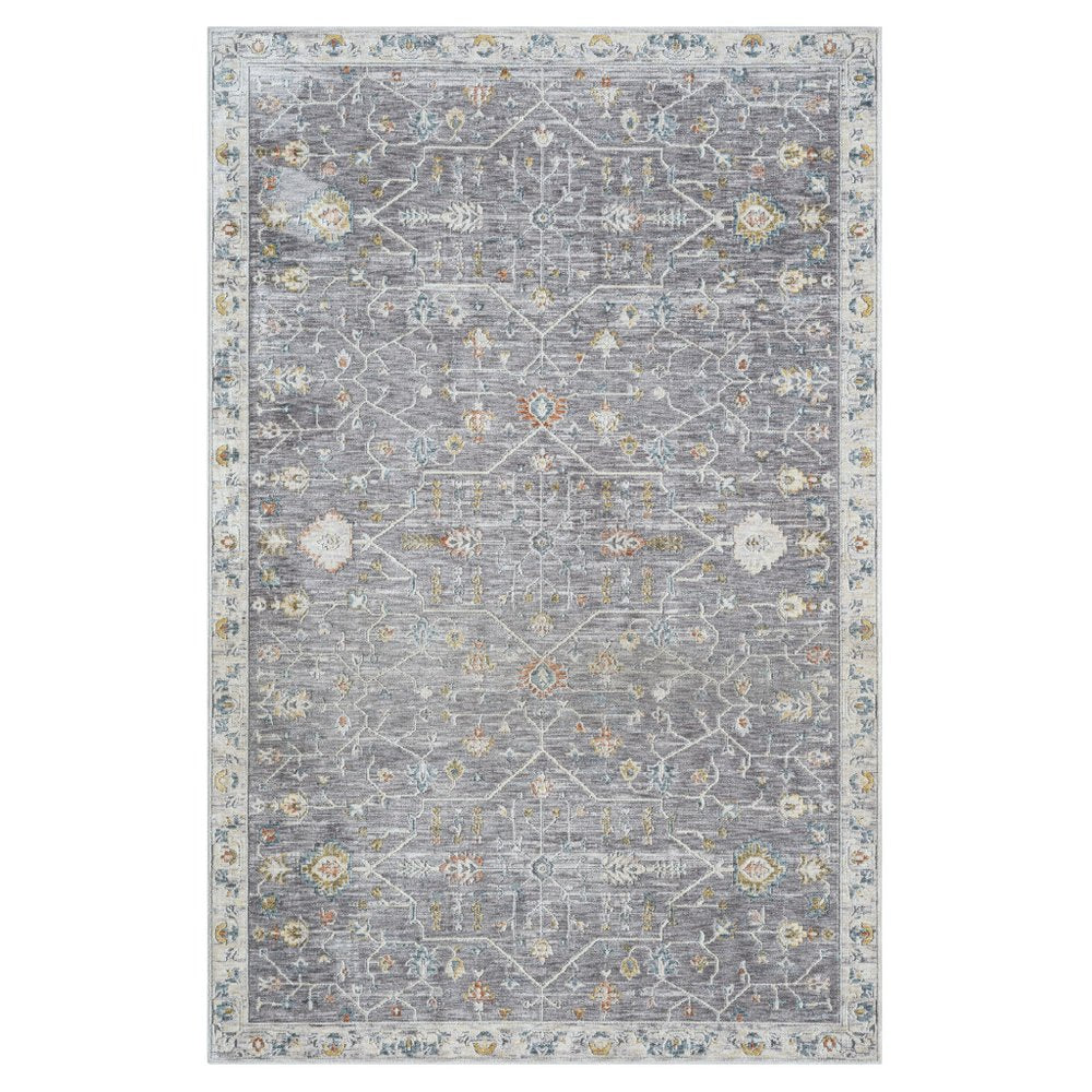 2' X 3' Gray and Ivory Floral Area Rug