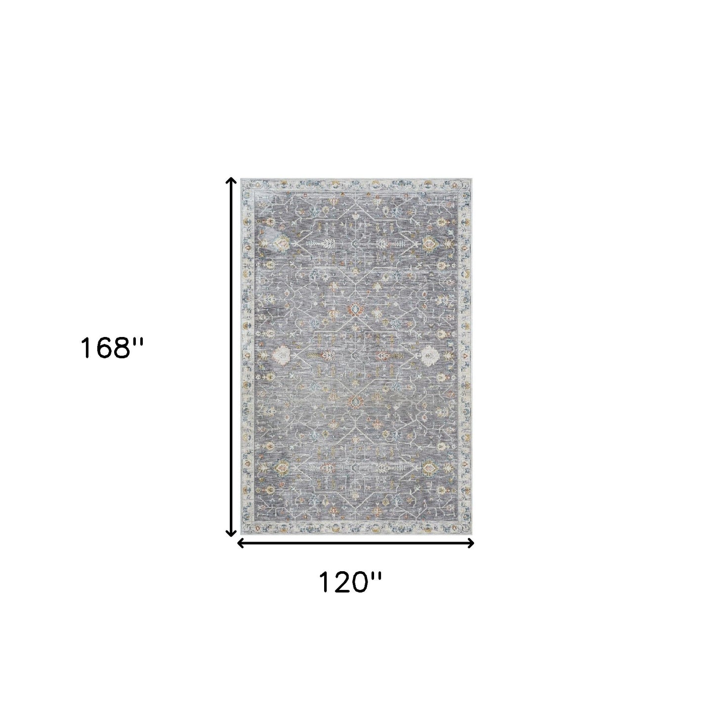 8' Runner Gray Floral Distressed Runner Rug