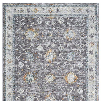 2' X 3' Gray and Ivory Floral Area Rug