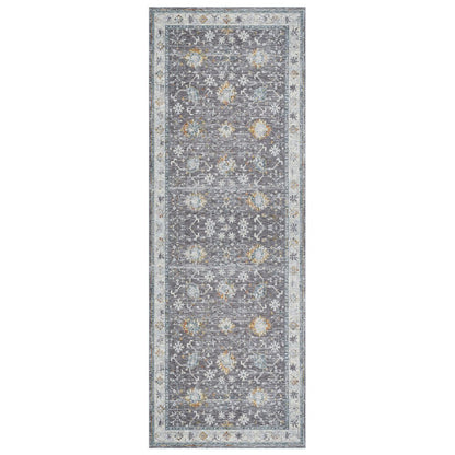 2' X 3' Gray and Ivory Floral Area Rug