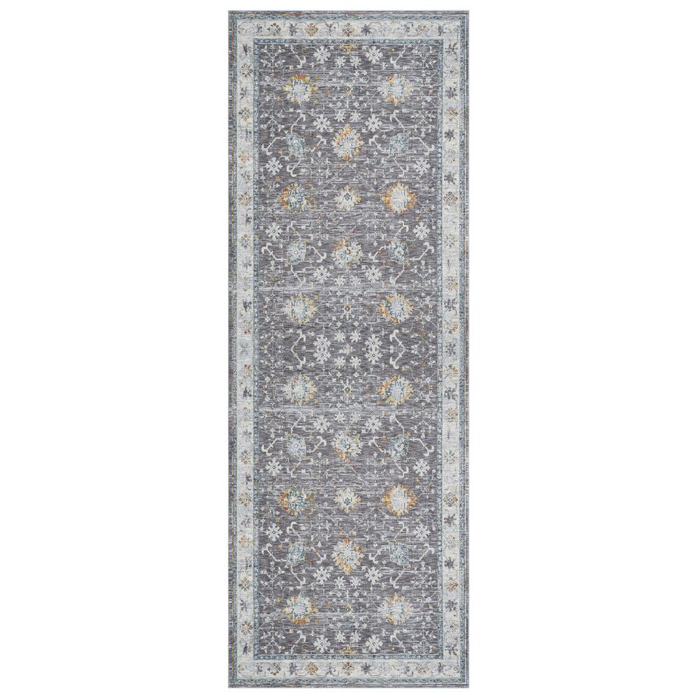 2' X 3' Gray and Ivory Floral Area Rug