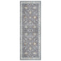 8' Runner Gray and Blue Floral Distressed Runner Rug