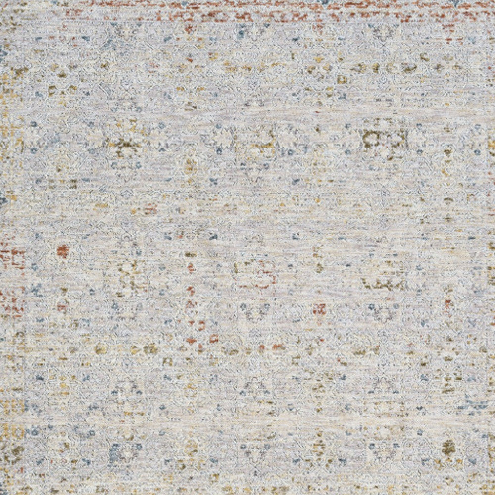 5' X 8' Ivory and Blue Floral Area Rug