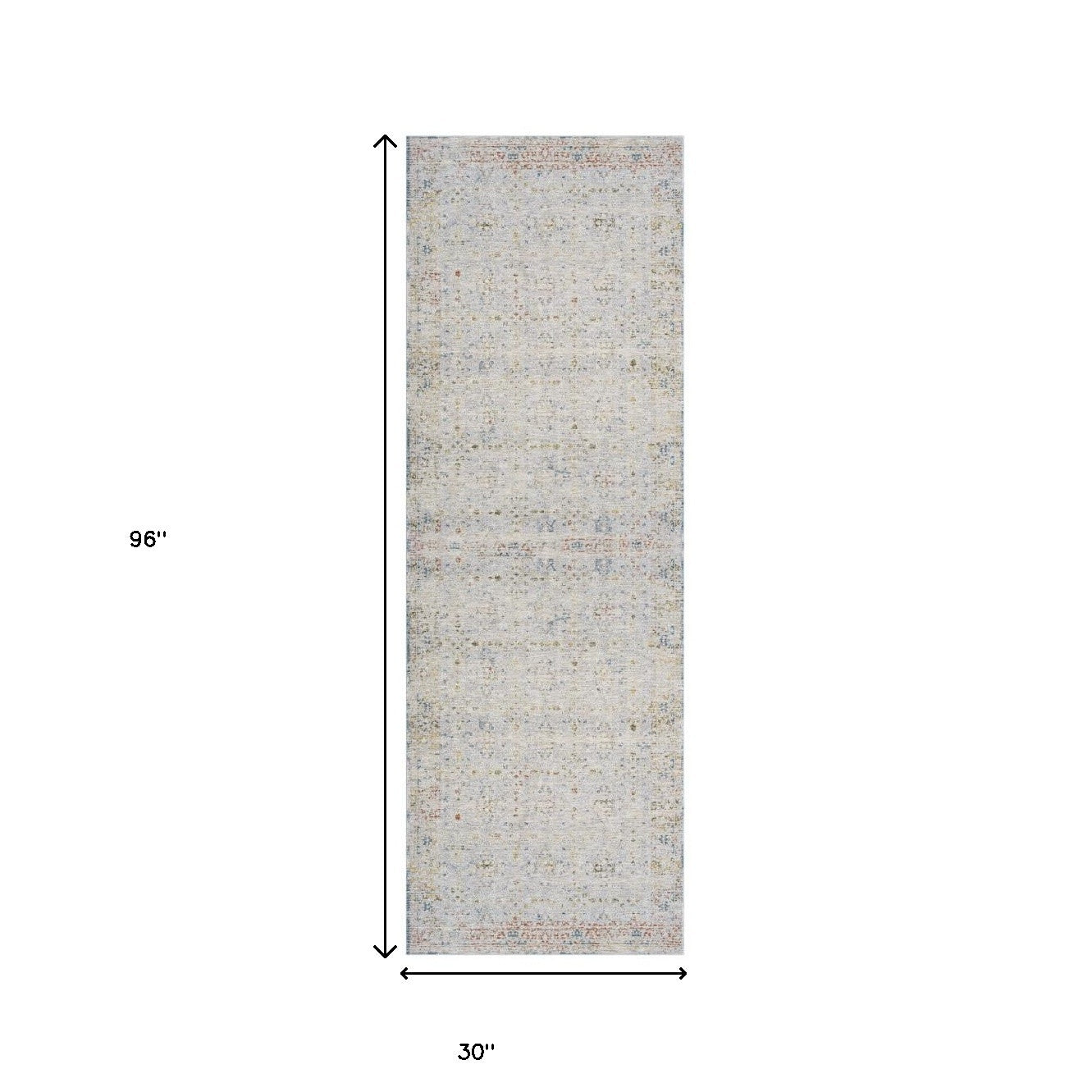 5' X 8' Ivory and Blue Floral Area Rug