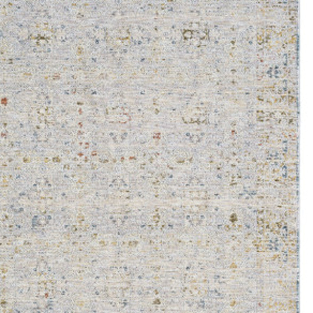 5' X 8' Ivory and Blue Floral Area Rug