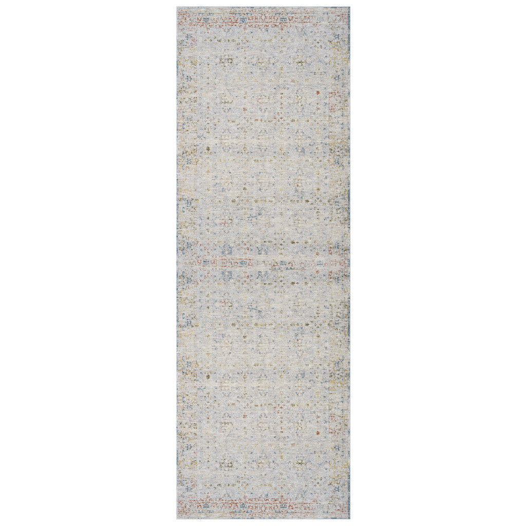 5' X 8' Ivory and Blue Floral Area Rug