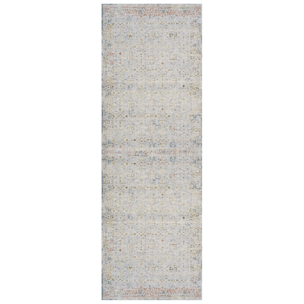 5' X 8' Ivory and Blue Floral Area Rug