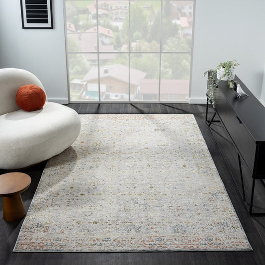 2' X 3' Ivory and Blue Floral Area Rug