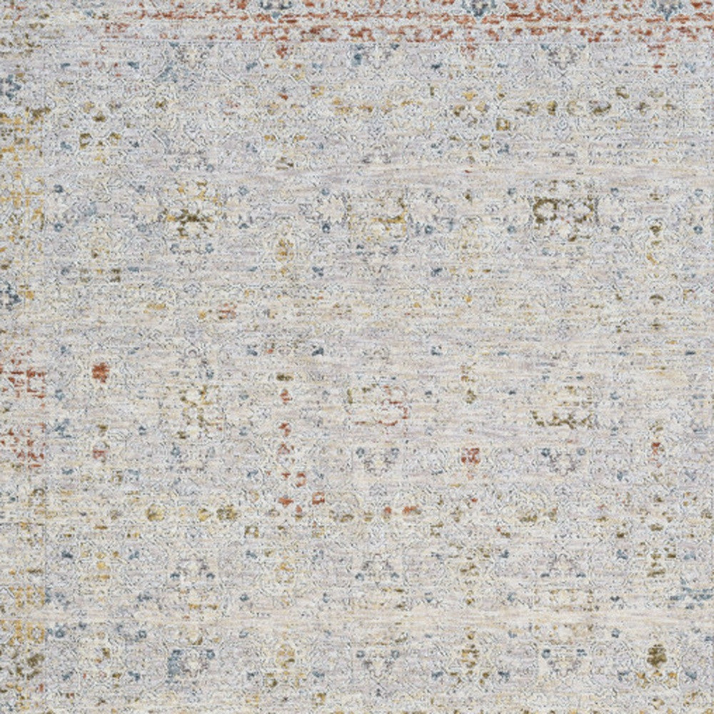 5' X 8' Ivory and Blue Floral Area Rug