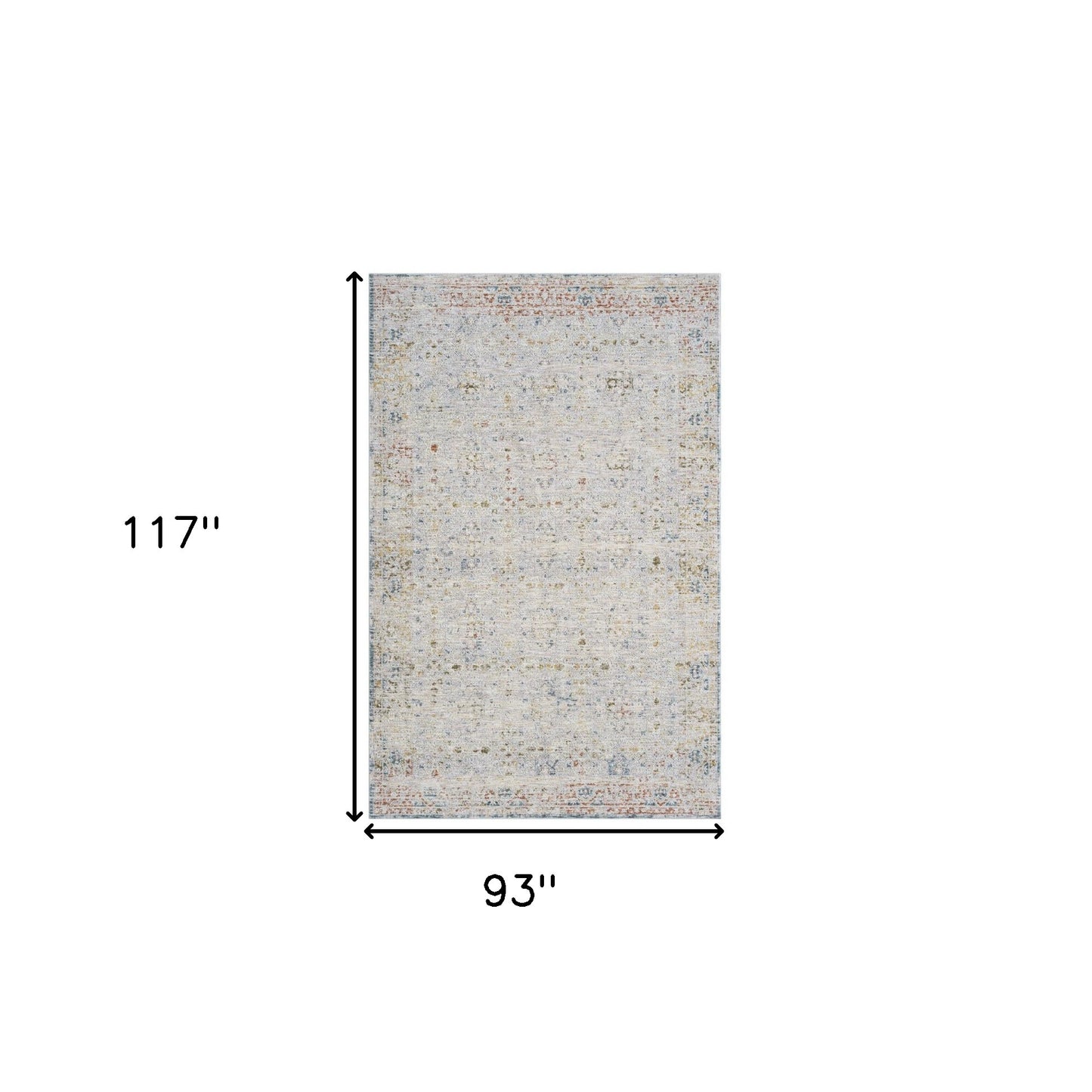 5' X 8' Ivory and Blue Floral Area Rug