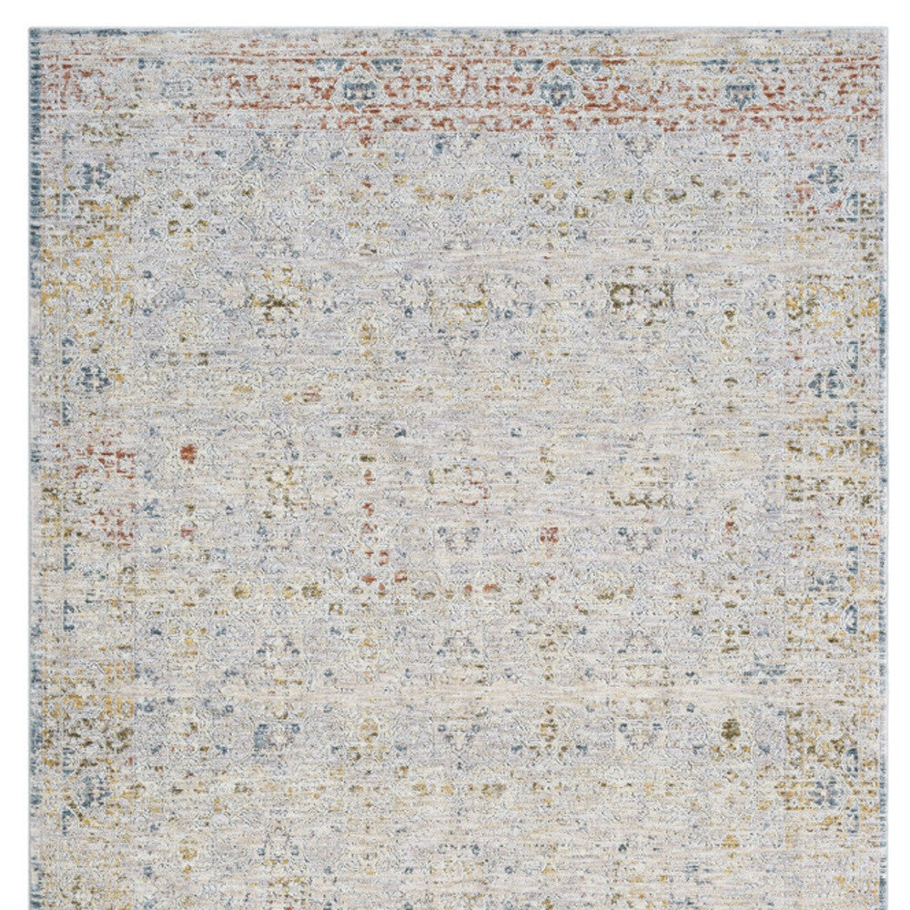 5' X 8' Ivory and Blue Floral Area Rug