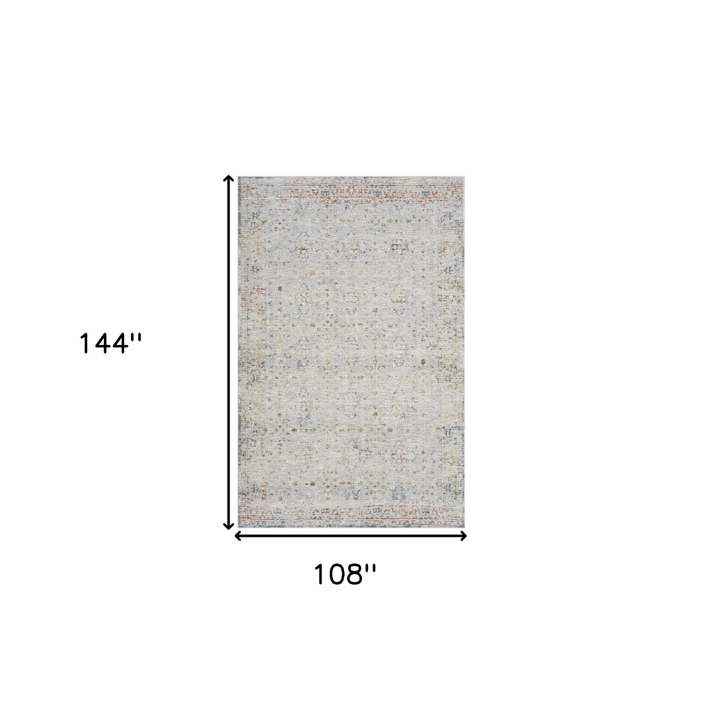 5' X 8' Ivory and Blue Floral Area Rug