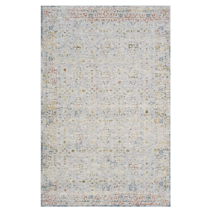 5' X 8' Ivory and Blue Floral Area Rug