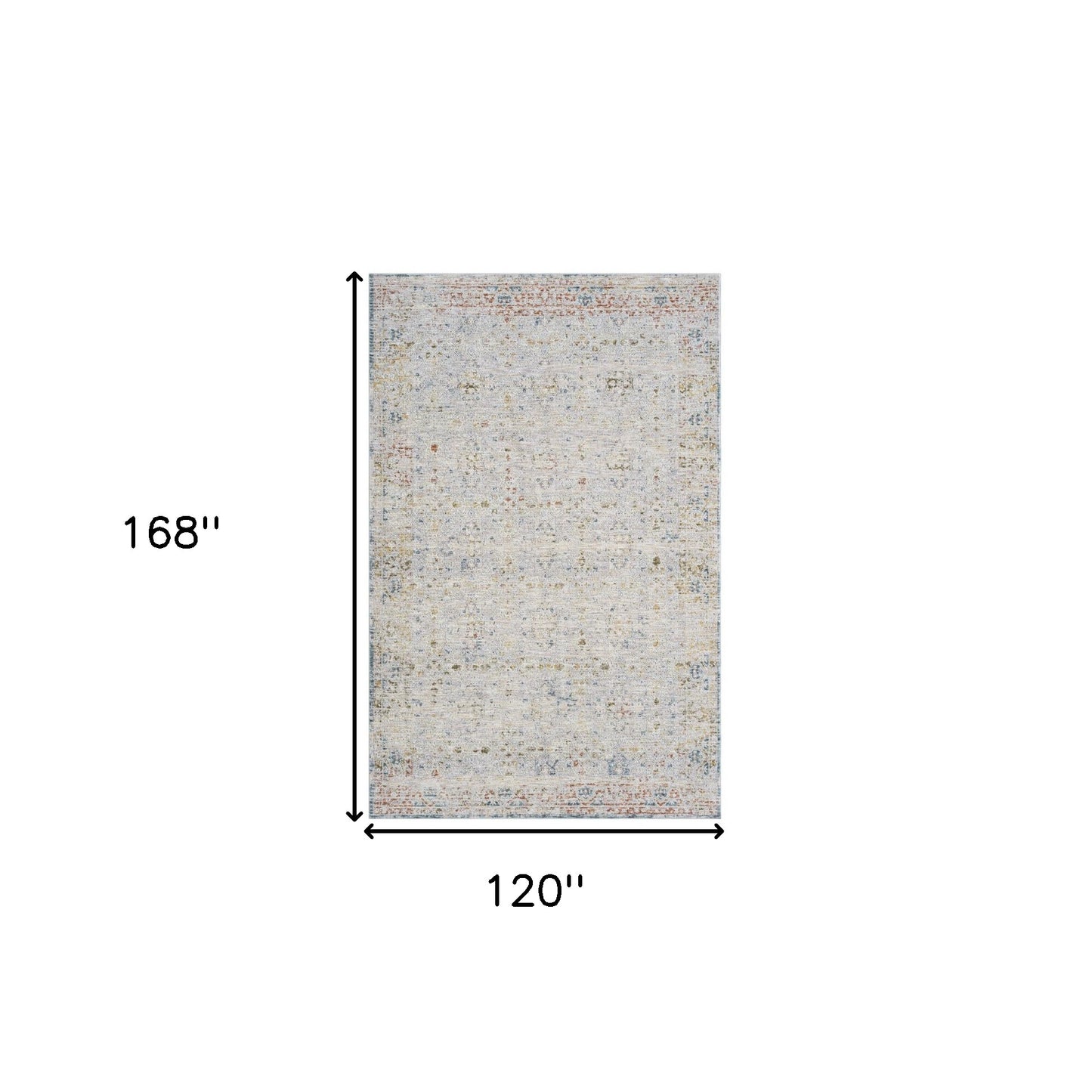 5' X 8' Ivory and Blue Floral Area Rug