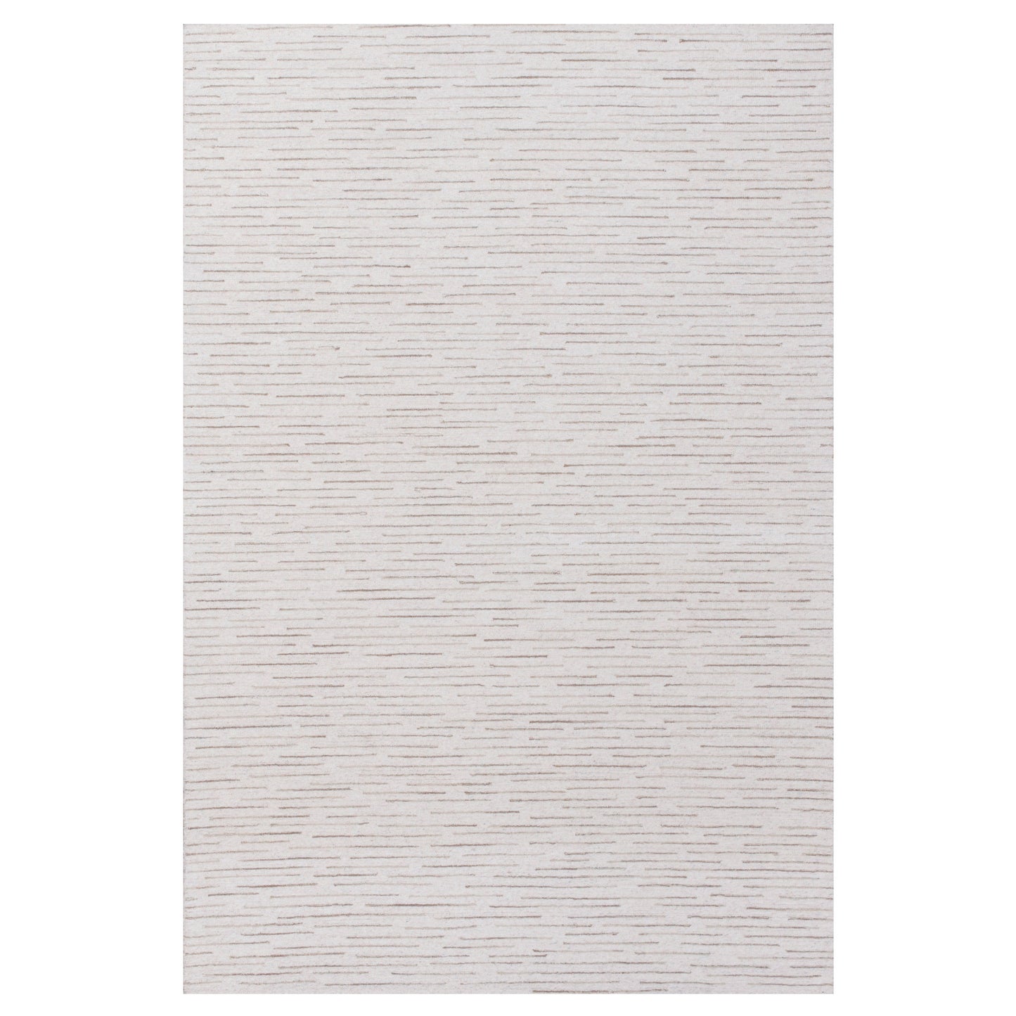 8' X 10' Ivory and Blue Wool Striped Hand Tufted Area Rug