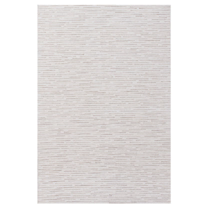 8' X 10' Ivory and Blue Wool Striped Hand Tufted Area Rug