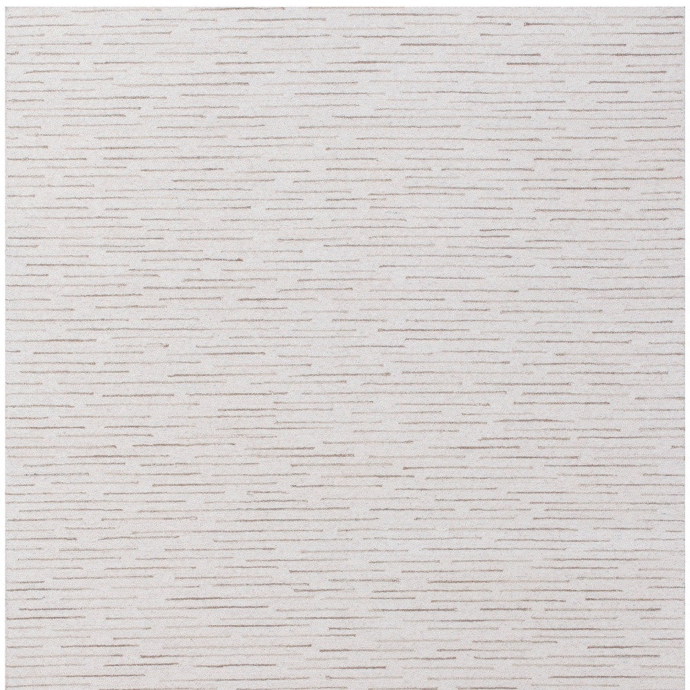 8' X 10' Ivory and Blue Wool Striped Hand Tufted Area Rug