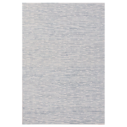 8' X 10' Ivory and Blue Wool Striped Hand Tufted Area Rug