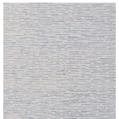 8' X 10' Ivory and Blue Wool Striped Hand Tufted Area Rug