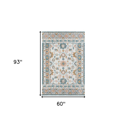 9' X 12' Blue and Ivory Wool Floral Hand Tufted Area Rug