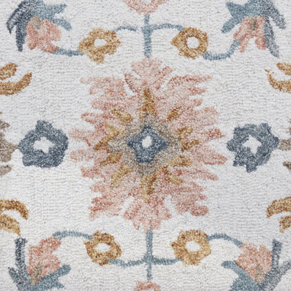 9' X 12' Blue and Ivory Wool Floral Hand Tufted Area Rug