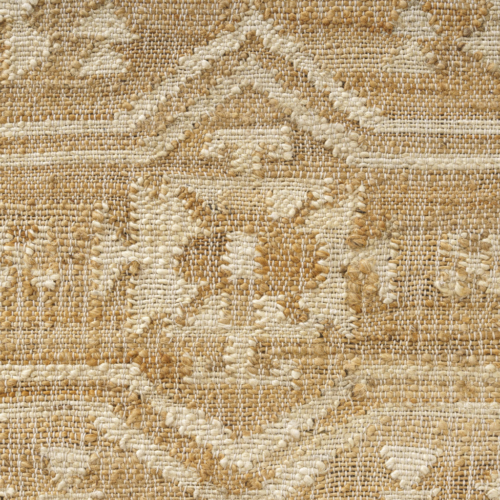 9' X 12' Natural and Ivory Medallion Hand Woven Area Rug