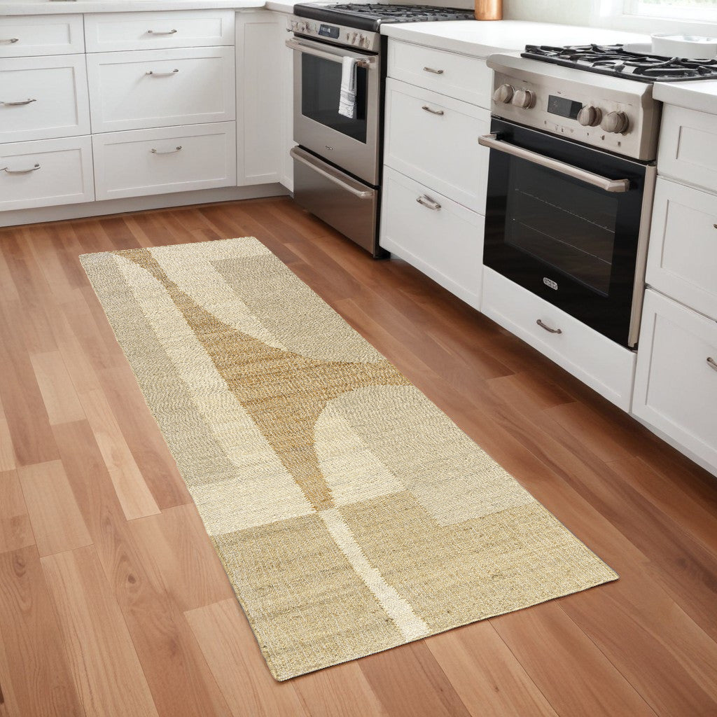 2' X 3' Ivory Abstract Hand Woven Area Rug