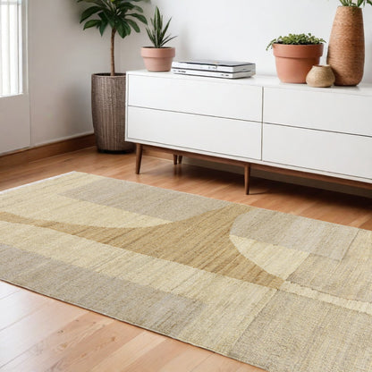 2' X 3' Ivory Abstract Hand Woven Area Rug